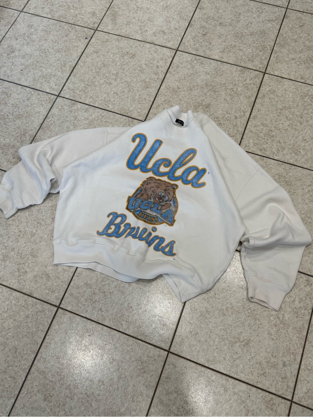 Hollister White Boxy Fit  UCLA Vintage look Crewneck Sweatshirt